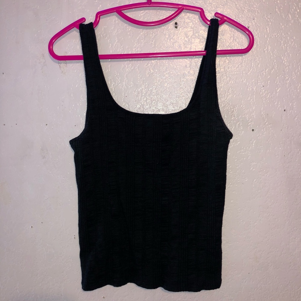 Black Ribbed American Tank Top
